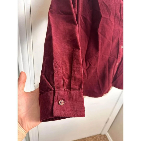 Corduroy Burgundy button up layering top shacket size 14W #0816 - Picture 3 of 8